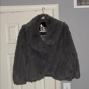 Gray Faux Fur Jacket